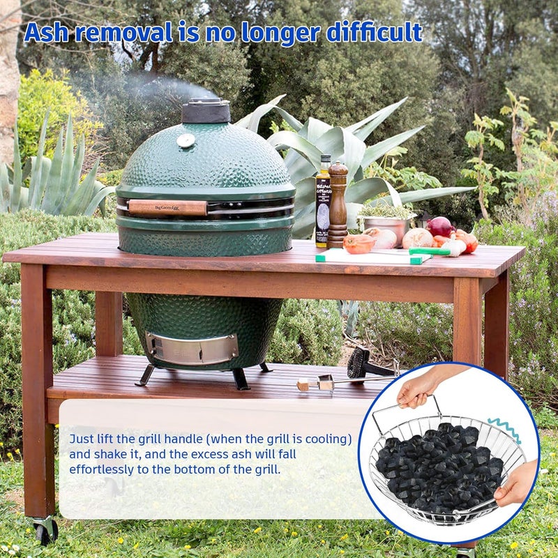 foedo Charcoal Basket, Stainless Steel Grill Ash Basket Fits for Big Green Egg Large/Kamado Joe Classic, Durable Folding Handle - Image 5